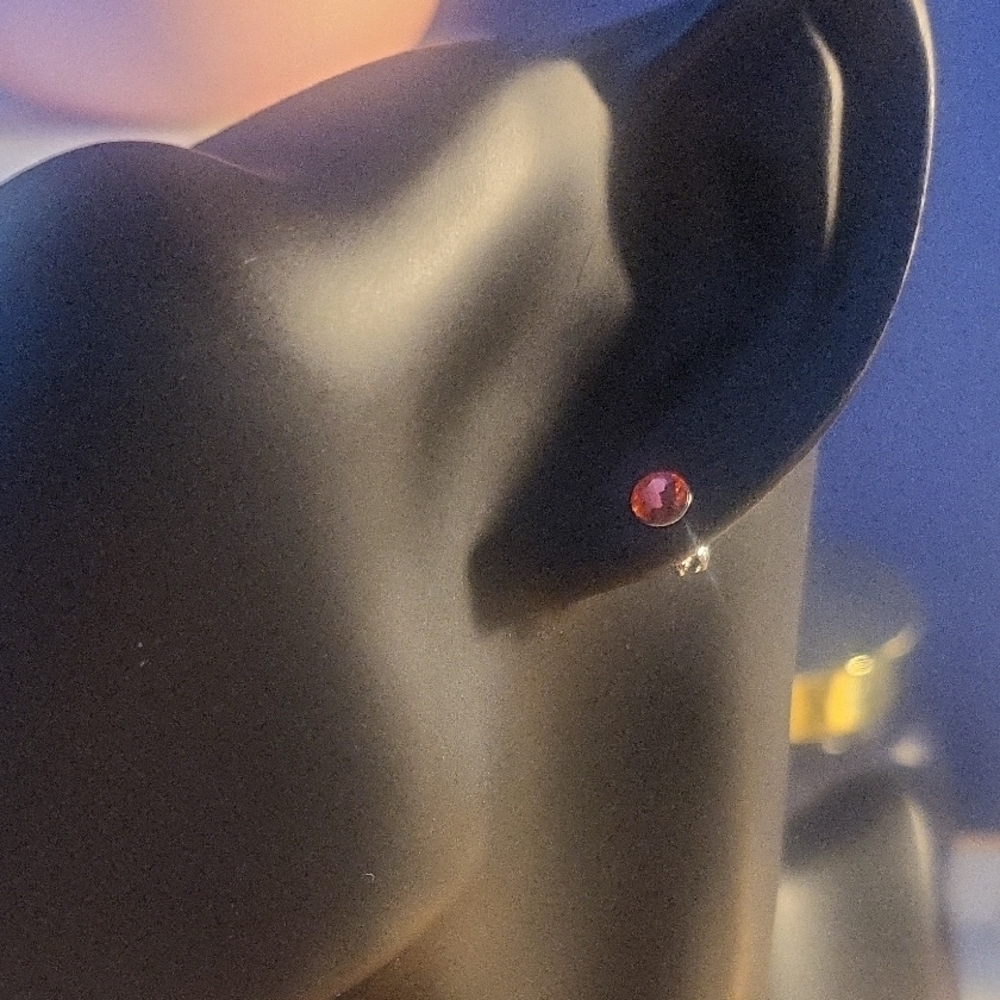Austria Pinkish Red Crystal Stud Earrings